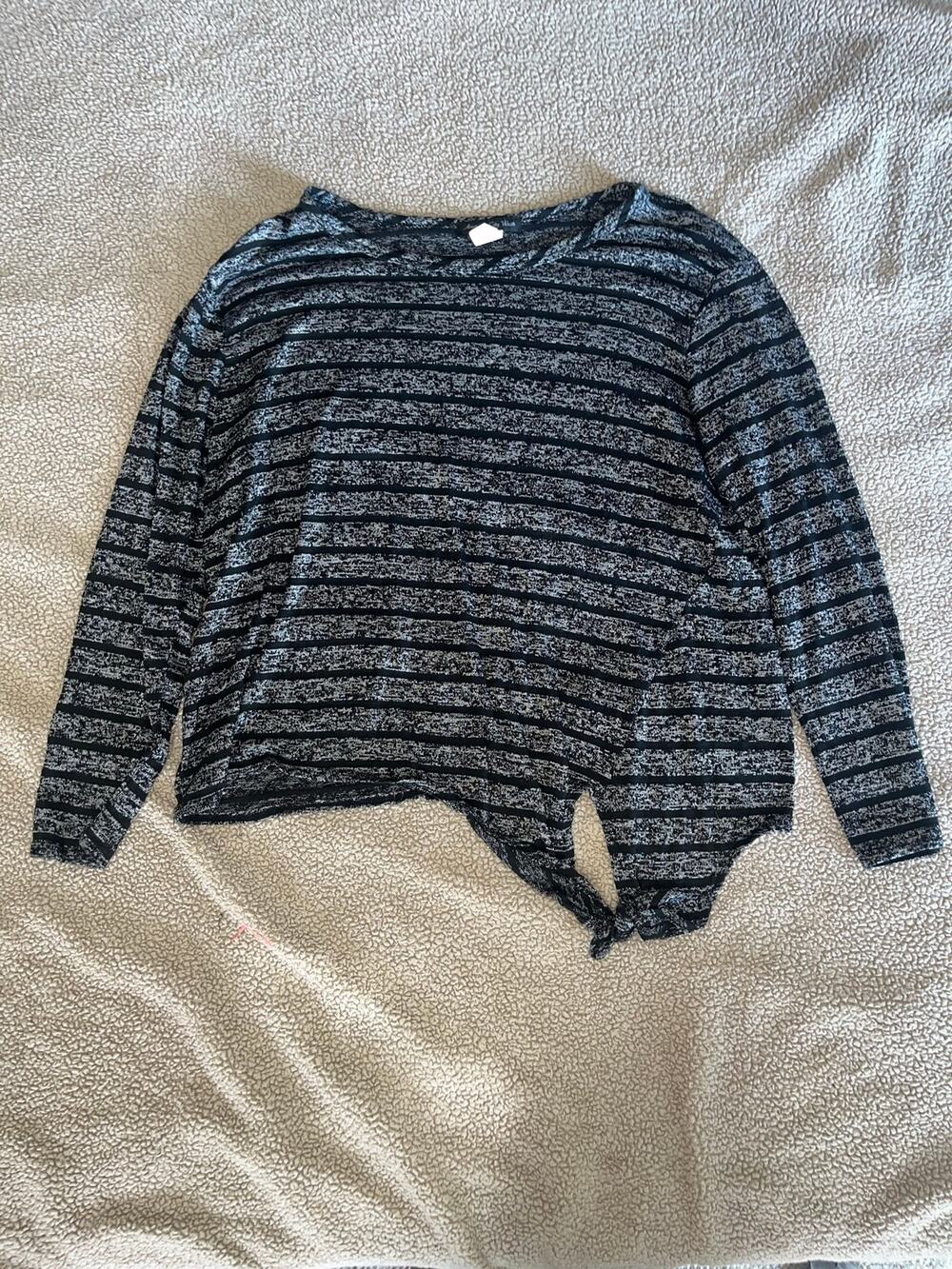 Vintage 90s American City Wear Long Sleeved Top Gray and Black Stripes Sz 2X